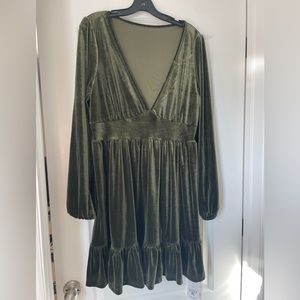 Halara green velvet dress